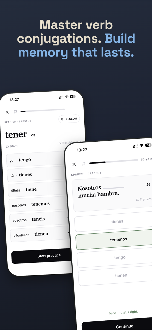 A Spanish conjugation lesson for the verb tener and a multiple-choice question.